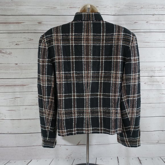 Vintage Ann Taylor Woven Silk 4 Button Blazer - Picture 5 of 10